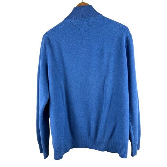 Tommy Hilfiger Men's Sweater Cardigan 1/4 Zip Blue Size XL Preppy Classic Cotton - Picture 2 of 7
